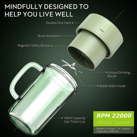 PORTABLE JUICER BLENDER BOTTLE WITH STRAW